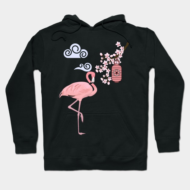 Japanese Cherry Blossom Festival Cute Flamingo Hoodie by TammyWinandArt